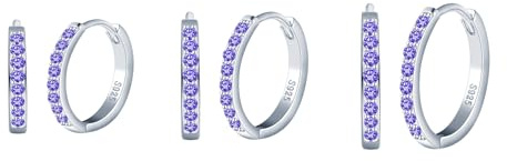 CPSLOVE Moda Orecchini Cerchi da Donna Ragazze in Argento 925 Eleganti Orecchini Cerchio di Zircone Parure di Hoop Diametro 1,5cm/1,2cm/1cm Set di 3 Coppie