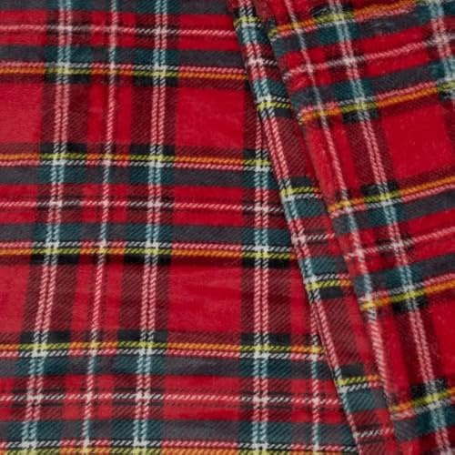 STOFFKONTOR Wellness Fleece Stoff Schottenkaro - Meterware, Farbe Rot-Grün - Öko-Tex Standard 100 - zum Nähen von Bekleidung und Dekorationen