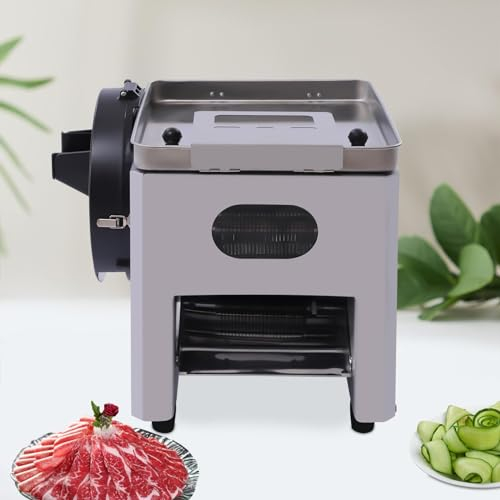 Commercial Meat Cutter Machine, Electric Food Cutting Slicer Stainless Steel Fresh Meat Cutter Machine with 2 Modes Vegetables Slicer Cheese Bread Cutting and 2.5mm Blade Dicer