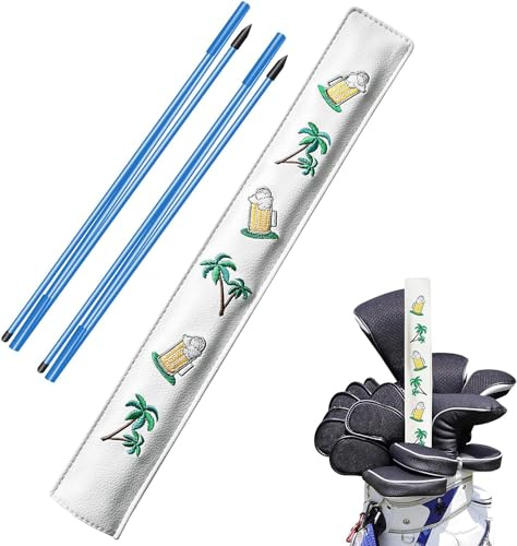 AMRTA Golf Alignment Stick Training Aid Foldable Rods 2 Sticks with Cover, Practice Aid for Aiming Putting Swing Trainer Posture Corrector Indoor Outdoor (Blue)