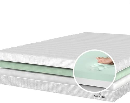 Maan matras Hybrid-Kaltschaummatratze 140 x 200 cm - 22 cm Dick - Anpassbare Härte - Waschbarer Bezug - Allergikerfreundliche Matratze