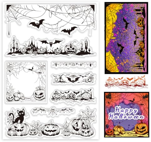 PH PandaHall Halloween Transparente Stempel Transparenter Stempel Mit Fledermaus Motiv Dekorative Klare Stempel Für Die Kartengestaltung DIY Scrapbooking Stempelalbum Basteln Journal Dekor