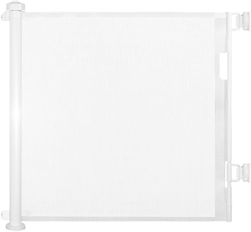 Retractable Baby Gate for Kitchen/Stairs - 33.8x59, Extra Wide Mesh Child Safety Gate (White, 33.8x59)