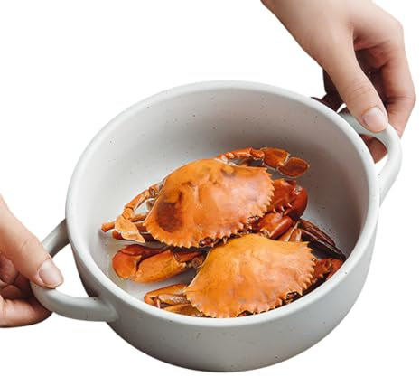 CAKERS Ensaladera Vintage|Tazón Redondo Para Frutas Y Verduras|Tazones De Sopa De Cerámica Para Cocina|Tazones Creativos Para Refrigerios De Vajilla,Blanco-4PCS,18x7cm (7,0x2,7 Pulgadas)