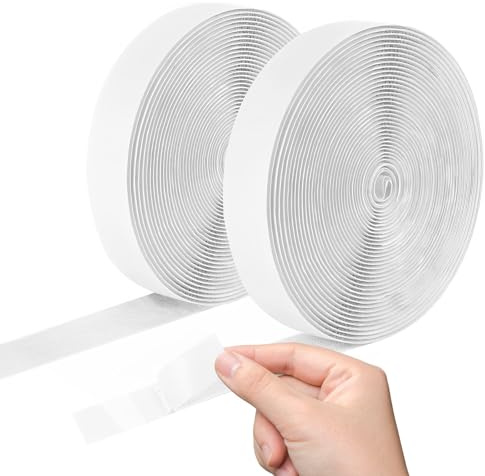 Logei Klettband Selbstklebend Extra Stark, 20mm Klettverschluss Selbstklebend Doppelseitiges klebe Klettband Selbstklebendes Klebepad Flauschband und Hakenband Für Fliegengitter (Weiß, 20mm-10m)