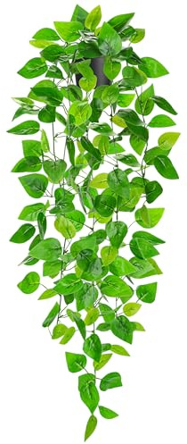 Der Rose 34'' Fake Hanging Plants Artificial Potted Pothos Vine Plants Indoor and Outdoor for Office Home Living Room Bathroom Wall Shelf Decor (1Pack)