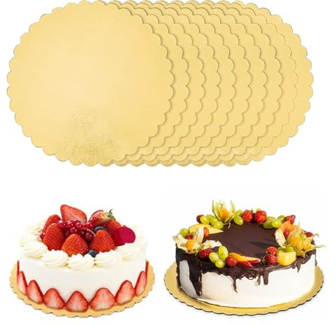8Pcs Round Cake Boards, 3mm Golden Cake Circle Base Boards Disposable Cardboard Base for Baking Cakes Wedding Birthday Cake DIY (8inch/20cm)