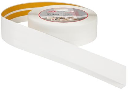ProfiPVC Perfil Angular Suelo 50x20mm - 30 metros, Rodapié de acabado, ideal para cocina y baño, cinta autoadhesiva de PVC, rodapié flexible y blanda, Blanco