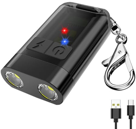 Siuyiu Keyring Torch, 80 lm 9 Light Modes 5 Colors Magnetic Keychain Torch | Mini Torch Keyring, Rechargeable Waterproof Lightweight Keychain LED Portable Torch Keyring, for Pet Walking Repair Emergency