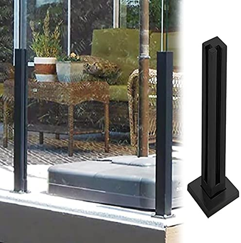 Black Square Glass Railing Kit for Balcony & Garden - 75cm Height, Durable Design with Corner Post, Ideal for Terraces and Outdoor Spaces