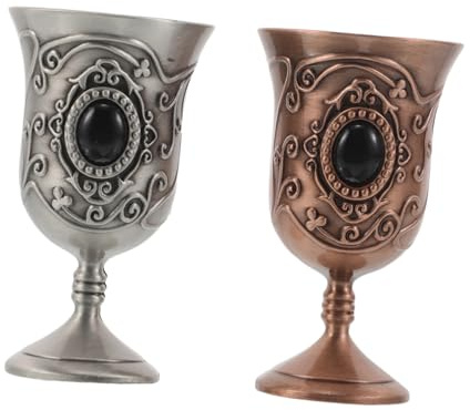 LOORGVEL 2pezzi Recipiente Per Bere in Metallo Decorativo Rilievo Coppa Da Shot Europea Retro Medievale Multipurpose Tazza Da Vino Per