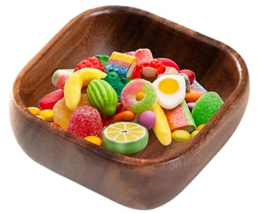 Amesor Cuenco De Fruta De Madera,Bandeja Cuadrada Para Nueces Centro De Mesa Vintage - Cuenco Para Servir Aperitivos | Para Sándwich Pan Fruta Salsas Caramelos Postres Condimentos Cerezas