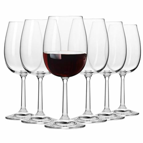 Krosno – Calici da Vino Rosso 390 ml – Set da 6 Pezzi – Collezione Pure – Cristallo Senza Piombo – Design Elegante e Stile Senza Tempo