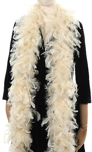 Boa di piume da 60 g, 18,8 m, per feste, Natale, matrimoni, centrotavola, costumi, concerti, animali domestici e decorazione della casa, Champagne, 2 Yards