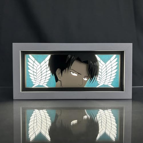 Jilijia Eren Jaeger nattlampa anime 3D papperssnideri ljuslåda manga shaodw låda ram omgivande bord för hem sovrum dekor