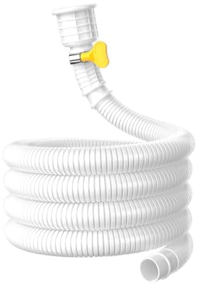 Ctyjia 1 Pieza 1.5 m Tubo de Drenaje para Aire Acondicionado con Adaptador de Goma Recortable y Abrazadera de Conexión, Blanco