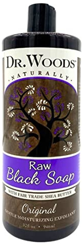 Dr. Woods Naturally Original Gentle Moisturizing, Raw Black Soap 32 oz (Pack of 6)