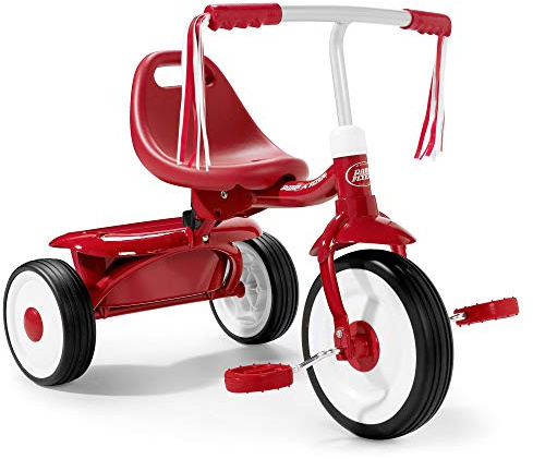 Radio Flyer Fold 2 Go Tricycle, Outdoor Toddler Trike, Red Fully Assembled, Ages 1.5-3