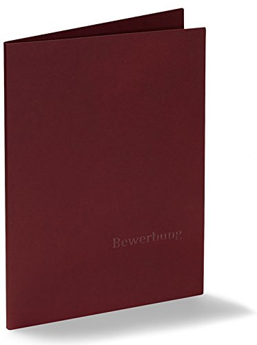 Fünf 3-teilige Bewerbungsmappen Executive-Effect - Bordeaux-Rot - mit Prägung: Bewerbung // ECHTE PREMIUM QUALITÄT! Handgefertigt aus Deutschland // Luxus Mappe Bewerben Rot Edel