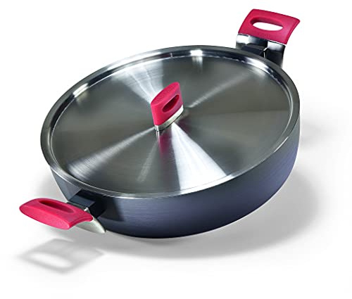 Moneta Maxima Finegres Tegame con Coperchio 28 cm, 4.3 Litri, Alluminio Forgiato, Grigio