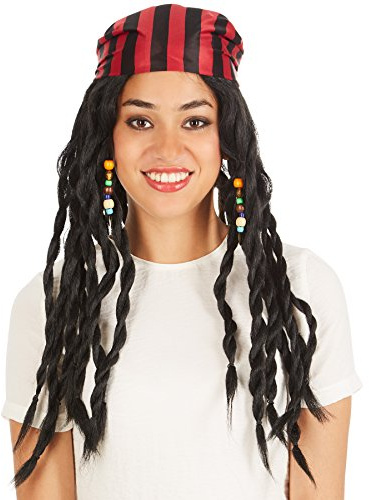 dressforfun Perücke Schwarze Lange Rasta-Zöpfe | mit Haarband | Pirat Seemann Piratin