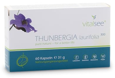 Vitalsee THUNBERGIA laurifolia 300 Extrakt – 60 vegane Kapseln – Pflanzen-Extrakt – glutenfrei, laktosefrei – im Blister