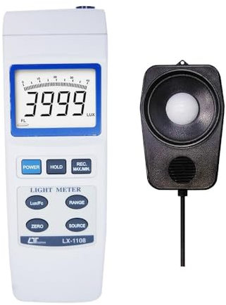 Luxmetro digitale per auditorium, teatri, stadi al coperto (intervallo: da 0 a 400.000 lux) | Luxmetro e misuratore di luce con certificato di calibrazione di fabbrica | Modello: LX-1108
