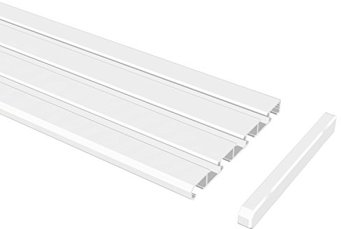 Flairdeco Vorhangschiene 3-/4-läufig Wendeprofil, Aluminium, Weiß, 300 cm (geteilt in 3x100 cm)