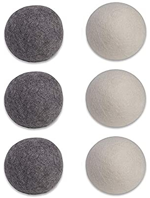 Trocknerbälle aus Biowolle, dunkler natürlicher Weichspüler, 6 Stück (7 cm)