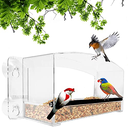 Nature Gear Vogelfutterstation mit Sichtfenster, Kuppeldach und Stahl-Sitzstange, wetterfestes Regen- oder Glanz-Design, nachfüllbar, für Finken, Kardinalen, Rotkehlchen, Blauebirds und mehr