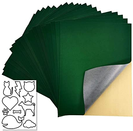 20 Stück selbstklebende Samtfolie, selbstklebender Flanellstoff für Schmuckschatulle, Fusselfutter (Smaragd)