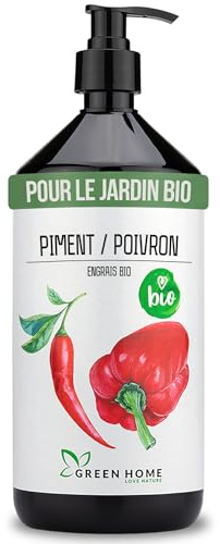Green Home Chilli- & Paprika Dünger BIO 1 Liter mit Dosierpumpe. Flüssigdünger für Chili und Paprika NPK 3+2+6 kaliumbetonter Tomaten und Gemüsedünger für kräftige Fruchtbildung