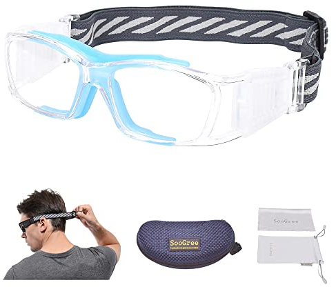 SooGree Racquetball Goggles for Men Women, Basketball Soccer Football Sports Goggles Glasses, Protective Eyewear Goggles Eye Safety Glasses Replaceable to Prescription Lenses(blue)