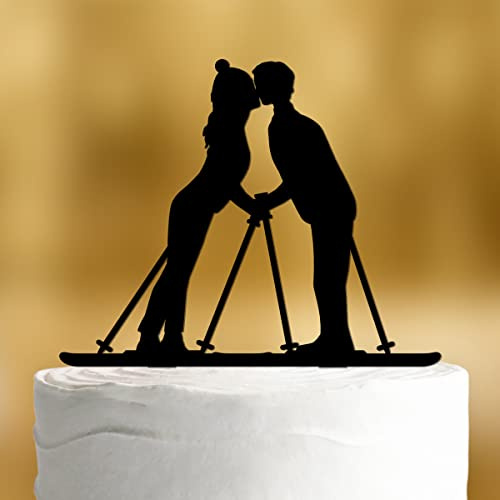 Dankeskarte.com Décoration pour gâteau de mariage - Motif skieur - Noir - XL - Décoration de gâteau - Décoration de gâteau - Décoration de gâteau - Mr Mrs, Ski, Hiver