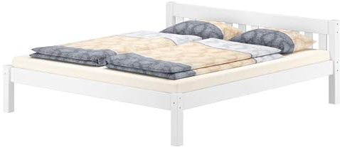 Erst-Holz®Doppelbett Massivholzbett Weiß 180 x 200 cm Kieferohne Zubehör