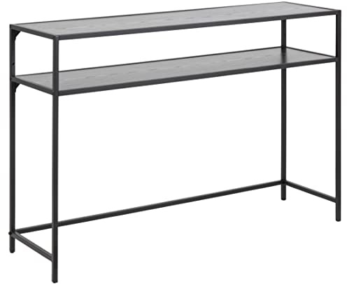 AC Design Furniture Jörn rechteckiger Konsolentisch mit 1 Ablage, L: 120 B: 35 H: 79 cm, Schwarze Esche-Optik/ Schwarz Metall, 1 Einheit