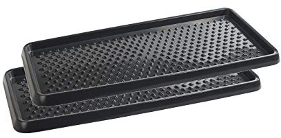 BranQ - Home essential 100% återvunnen PP, 2 st. Miljövänlig skodroppe, skoförvaring av plast, stor (78,5 x 38,5 x 3 cm), antracit, (L x B x H)