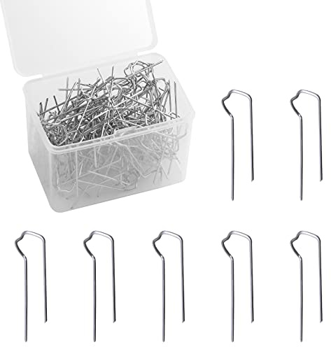 Savita 120 Piezas 4,3 cm Alfileres en U Florales, Piquetas Jardin Alfileres Verdes Alfiler de Helecho en Forma de U Floral con Caja de Almacenamiento para Arreglos Corona Paja (Plateado)