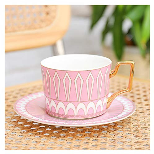ZJCNHY Tasse de café Marocaine et Soucoupe en céramique Cappuccino après-midi Tasse de thé 250ml Service à Café 601 (Color : Arrow Pink)