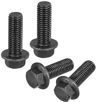 sourcing map M14 x 40 mm Sechskant-Flanschschrauben, 10,9 Karbonstahlschrauben, 4 Stück