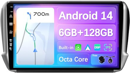 JOYX - [6G+128G] - Android 14 Car Stereo For Peugeot 2008 208 (2012-2018) - Wireless Carplay/Android Auto - Camera & MIC - IPS 10.1 Inch 2 Din - DSP Steering Wheel WiFi 4G BT DAB Fast-boot 360-Camera