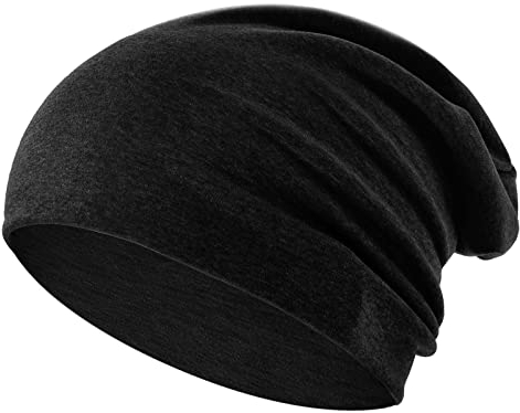 flintronic Beanie Mütze, Slouch Beanie Mütze aus Baumwolle, Leicht und Weich Wintermütze, Elastische, für Herren und Damen - Schwarz