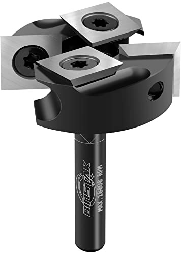 BINSTAK - Broca fresadora de aplanado CNC para tableros de protección, vástago de 1/4, diámetro de corte de 1-3/8, 2+2 filos, plaquitas de carburo, cepillado de madera para carpintería