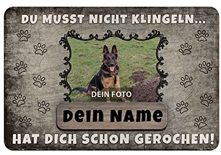 PR Print Royal Fußmatte personalisiert mit eigenem Hundefoto und Wunschname selbst gestalten - Hunde-Fußmatte Bedrucken | rutschfest, Filz, 60 x 40 cm