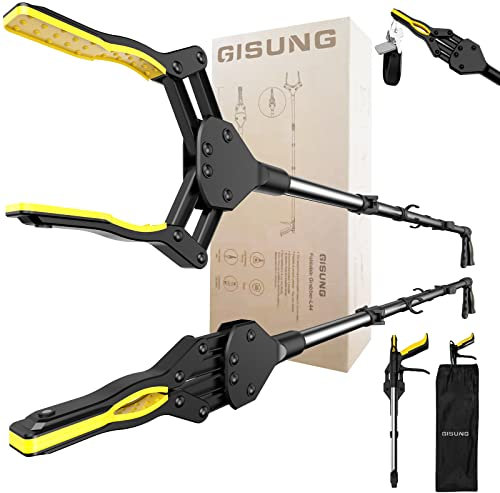 Lot de 2 pinces de préhension pliables de 111,8 cm pour personnes âgées avec mâchoire rotative améliorée et 2 sacs de rangement, pointe magnétique puissante, outil de ramassage robuste pour ramasser