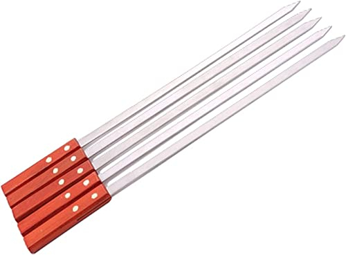 BASII Grillutensilien, Kebab-Spieße, 5 Stück, 20,5 Zoll, 52 cm, Grillspieße, Edelstahlgabel, Flache Grillnadel, Grillspieße, türkische Lange Holzspieße
