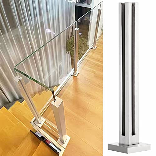 Ringhiera in Vetro Parapetto in Vetro Argentato per Ringhiera di Ponte/Patio/Scala/Corridoio, Kit Balaustra per Esterni in Acciaio Inox, Sistema di Supporto per Recinzione Verticale A Pavimento ( Colo
