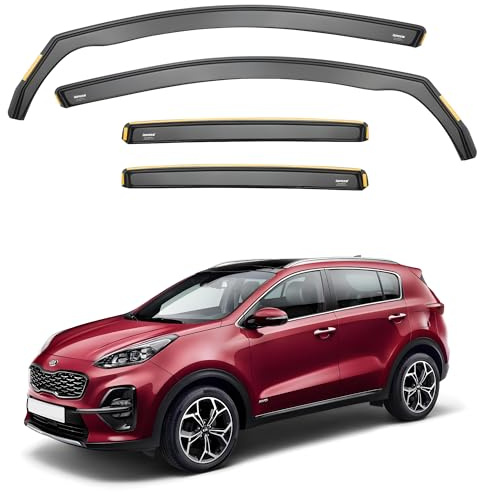 iSpeed Premium Wind Deflectors for Kia Sportage mk4 5-doors SUV 2016-2022 4-pc - Keep Your Car Ventilated in Rain - Reduce Wind Turbulence - Tinted, In-Channel Type