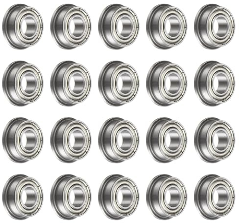 sourcing map F686ZZ Flanged Ball Bearing, 20pcs 6x13x5mm Chrome Steel Double Shielded ABEC1 Flange Bearings