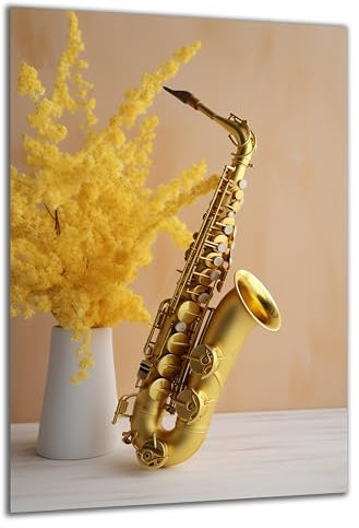 DARO Design - Wand-Bild auf 6mm HDF 84x56 cm Musik Saxophon - Wand-Deko Bilder Geschenk